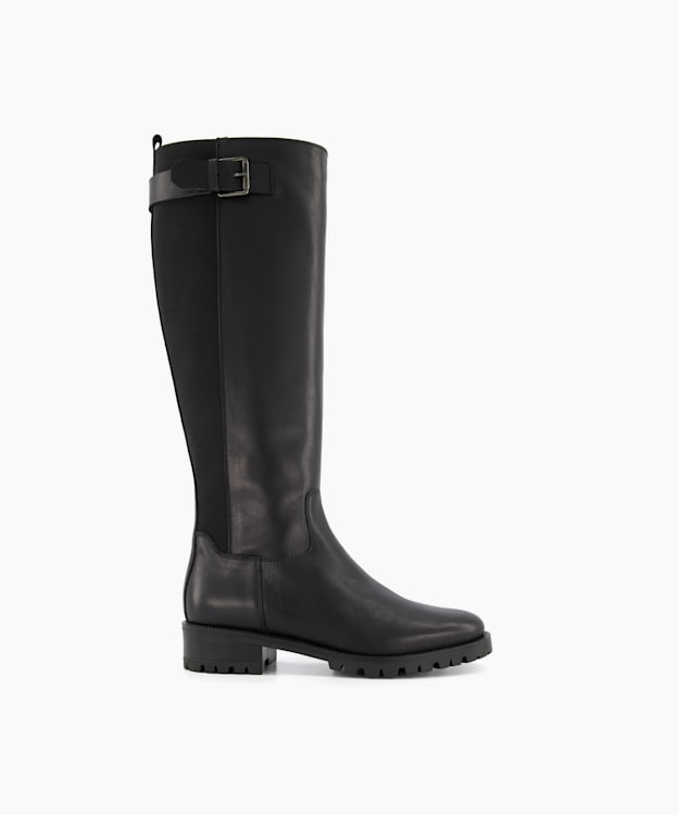 dune london Trend - Black Buckle Detail Knee High Boots