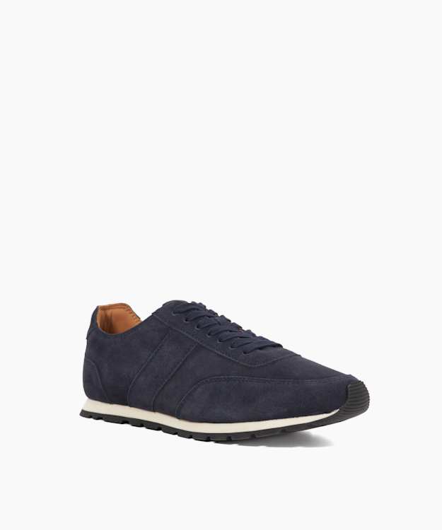 Dune London Treyson - Navy Lace-Up Suede Runner Trainer