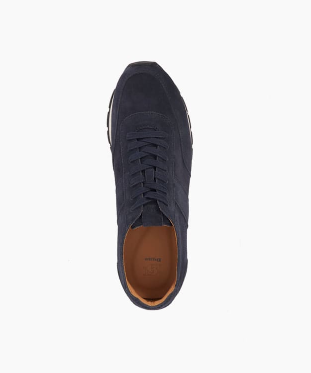 Dune London Treyson - Navy Lace-Up Suede Runner Trainer