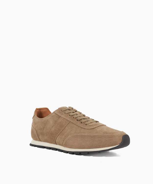 Dune London Treyson - Taupe Lace-Up Suede Runner Trainer
