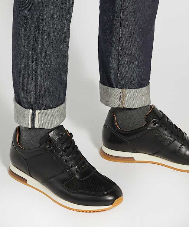 Dune London Trilogy - Black Wide Fit Lace-Up Runner Trainers