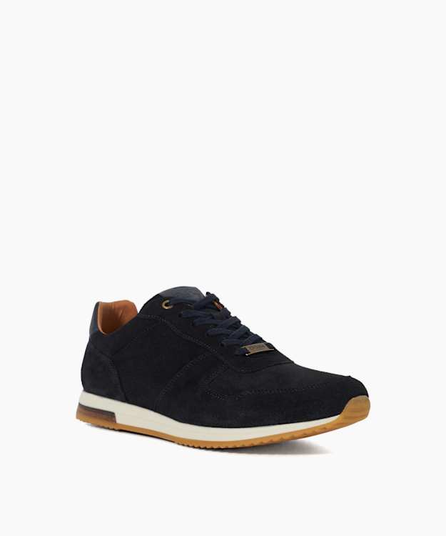 Dune London Trilogy - Navy Wide Fit Lace-Up Runner Trainers