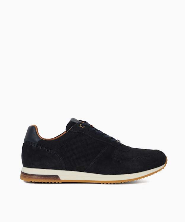 dune london Trilogy - Navy Wide Fit Lace-Up Runner Trainers