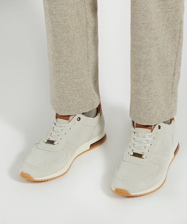 Dune London Trilogy - Off White Lace-Up Runner Trainers