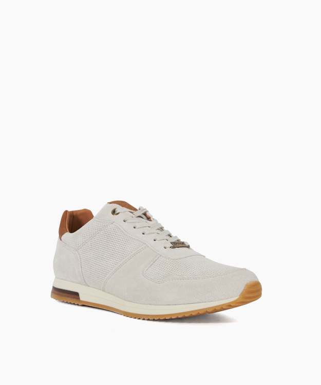 Dune London Trilogy - Off White Wide Fit Lace-Up Runner Trainers