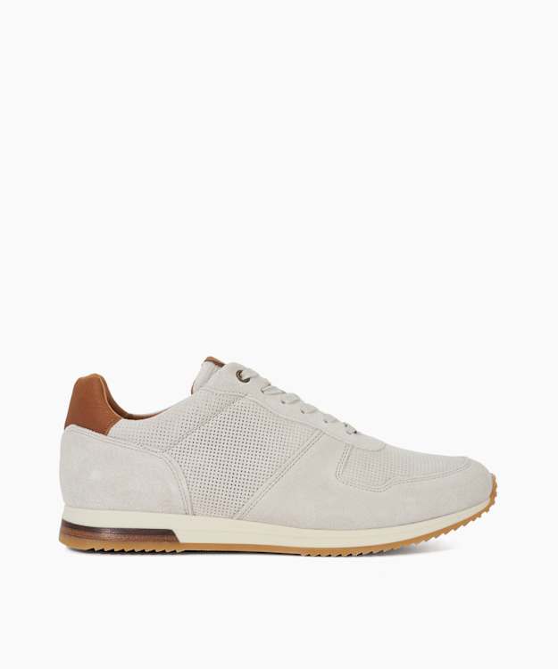dune london Trilogy - Off White Wide Fit Lace-Up Runner Trainers