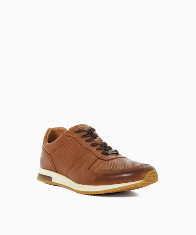 Dune London Trilogy - Tan Wide Fit Lace-Up Runner Trainers