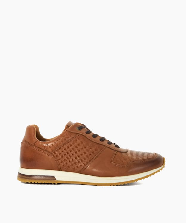dune london Trilogy - Tan Wide Fit Lace-Up Runner Trainers