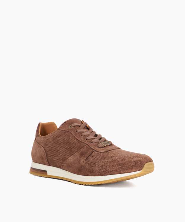 Dune London Trilogy - Taupe Wide Fit Suede Lace Up Trainers