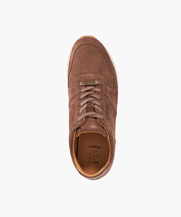 Dune London Trilogy - Taupe Wide Fit Suede Lace Up Trainers
