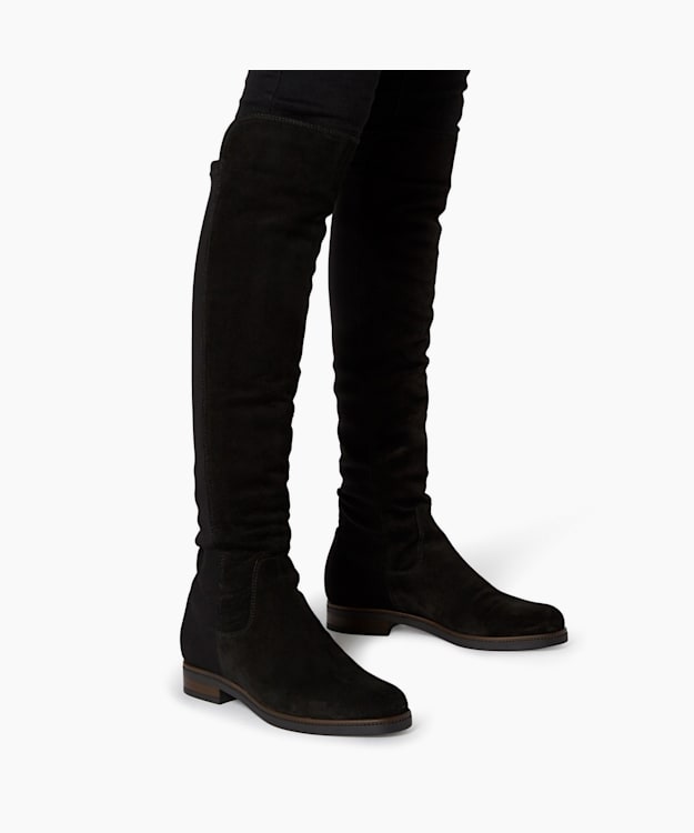Dune London Tropic - Black Over-The-Knee Stretch Boots