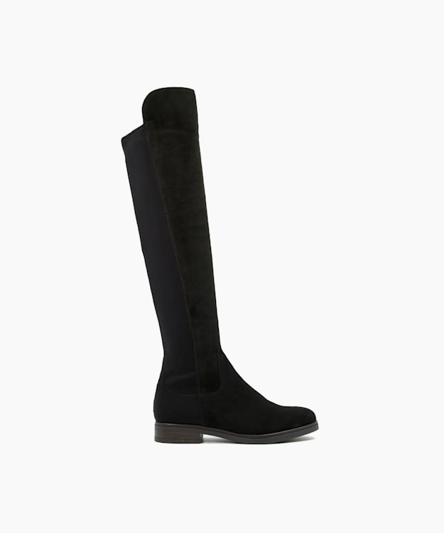 dune london Tropic - Black Over-The-Knee Stretch Boots
