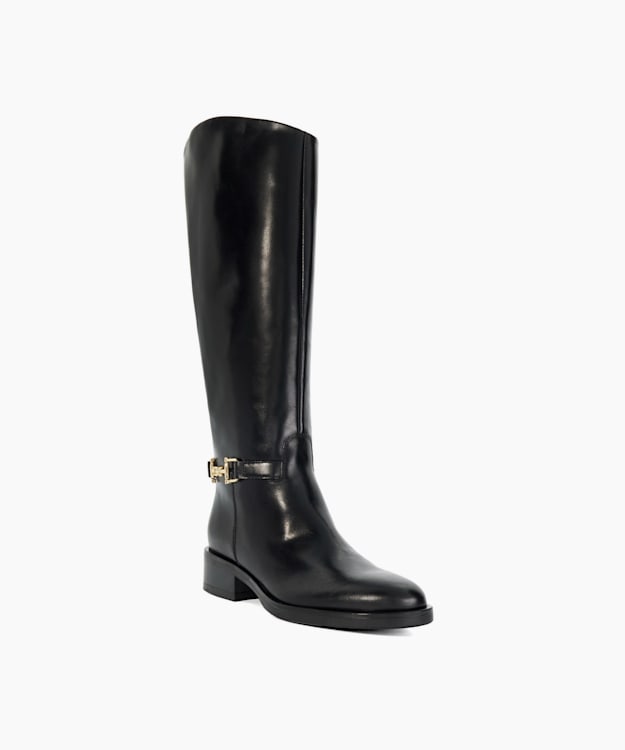 Dune London Tucci - Black Premium Leather Knee High Riding Boots