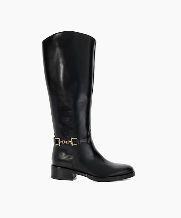 dune london Tucci - Black Premium Leather Knee High Riding Boots