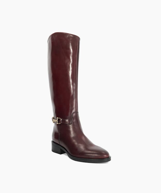 Dune London Tucci - Burgundy Premium Leather Knee High Riding Boots