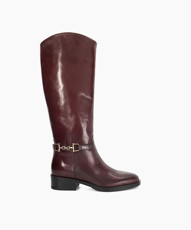 dune london Tucci - Burgundy Premium Leather Knee High Riding Boots