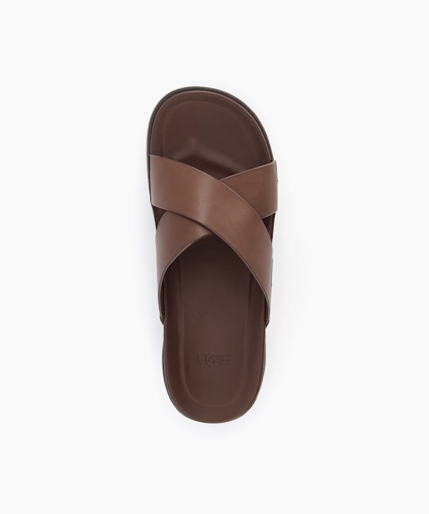 Dune London Wainscott Slide - Brown Leather Slider Sandals