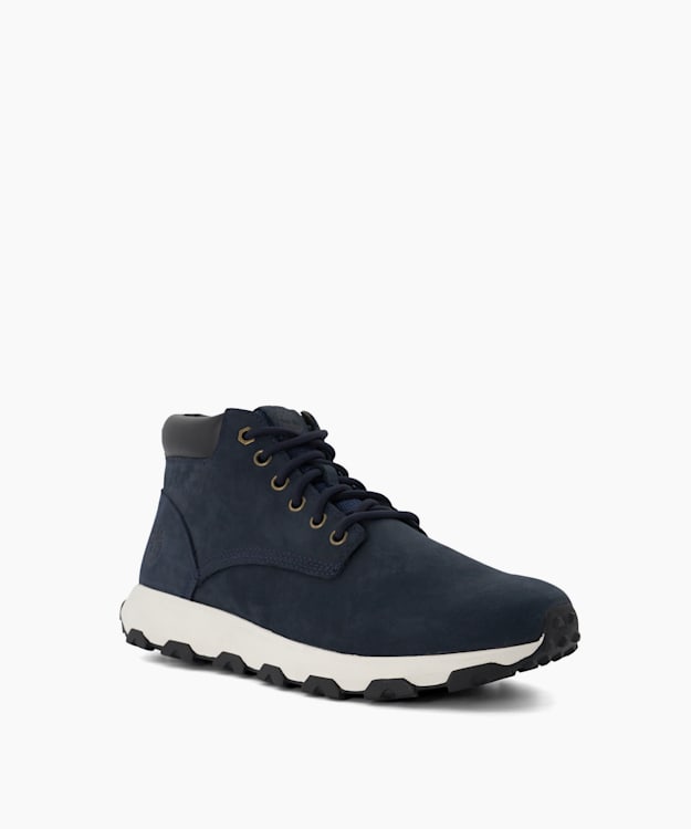Dune London Winsor Park Chu - Navy Lace Up Nubuck Chukka Boots
