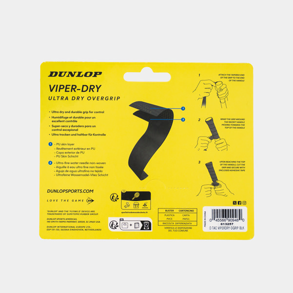 Dunlop Sports ATP VIPER-DRY OGRIP BLK 3PCS BLISTER
