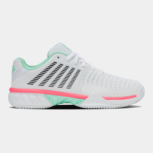 Dunlop Sports EXPRESS LIGHT 3 CLAY White/Neon Mint/Neon Pastel Pink