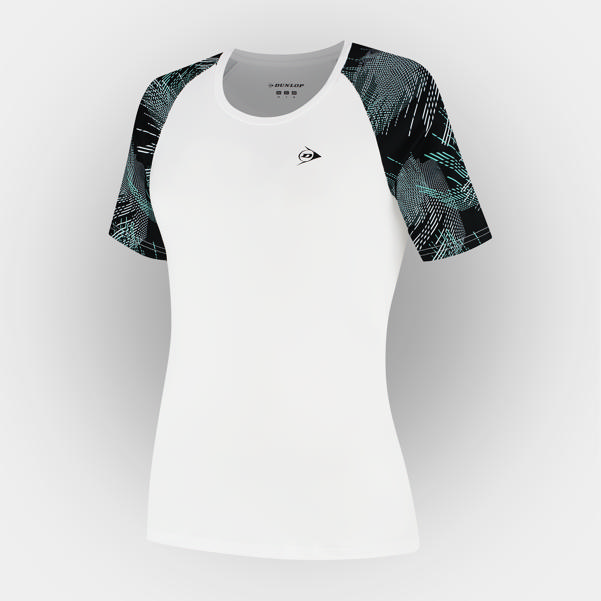 dunlop sports LADIES GAME TEE 2 White/Black/Aqua Sky