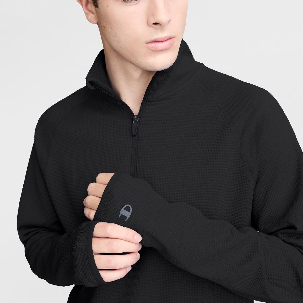 Duofold By Champion C-VPR 1/4 Zip Waffle Knit Pullover Reflective C Logo