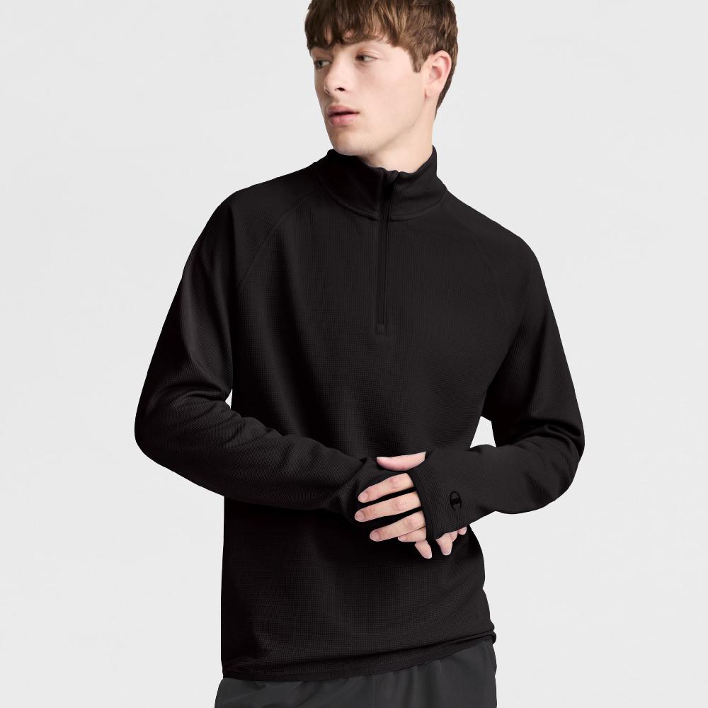 duofold by champion C-VPR 1/4 Zip Waffle Knit Pullover Reflective C Logo