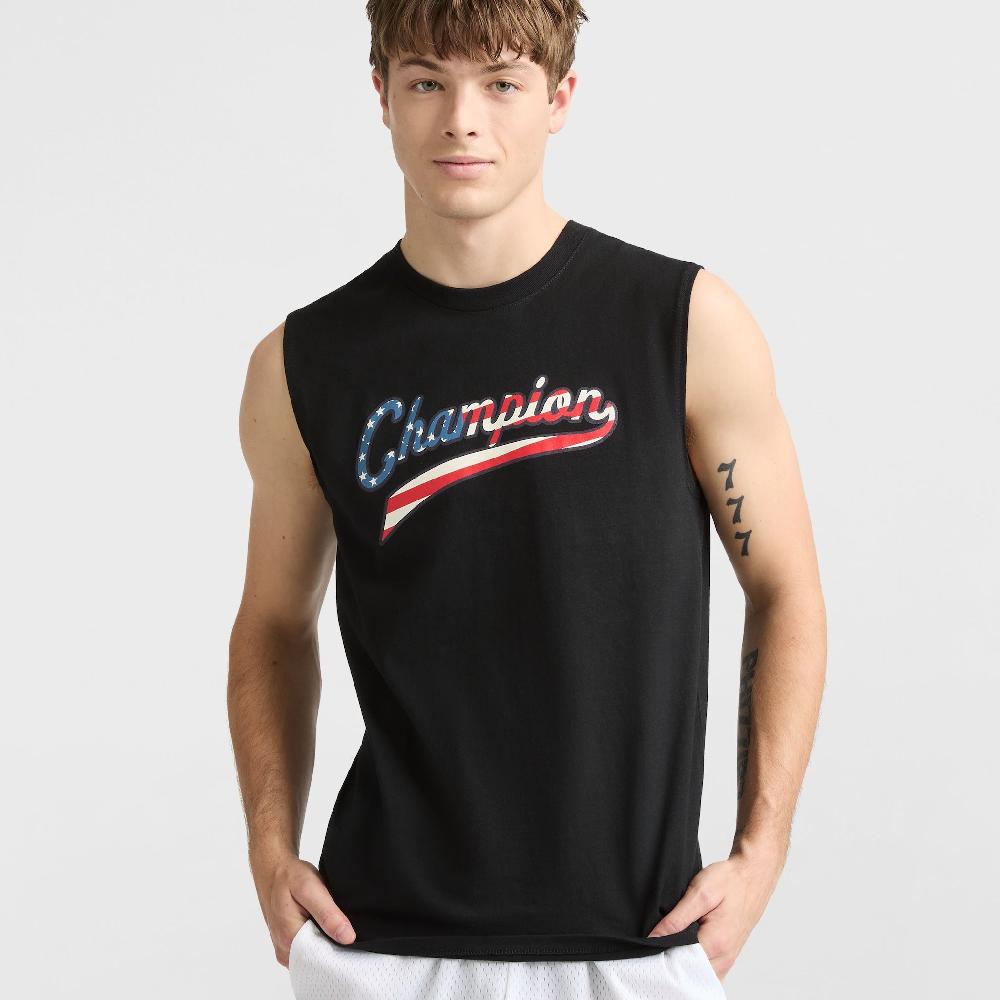 duofold by champion Classic Graphic Muscle Tank USA Flag Script