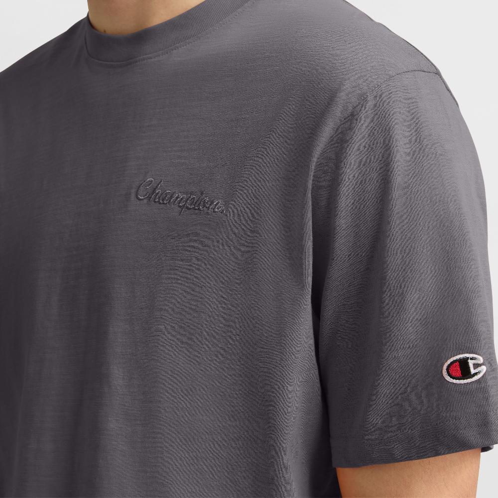 Duofold By Champion Curved Hem Slub T-Shirt Embroidered Script