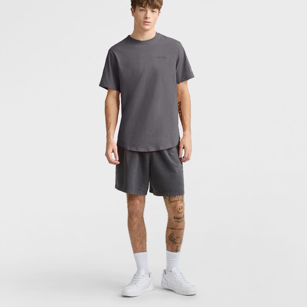 Duofold By Champion Curved Hem Slub T-Shirt Embroidered Script