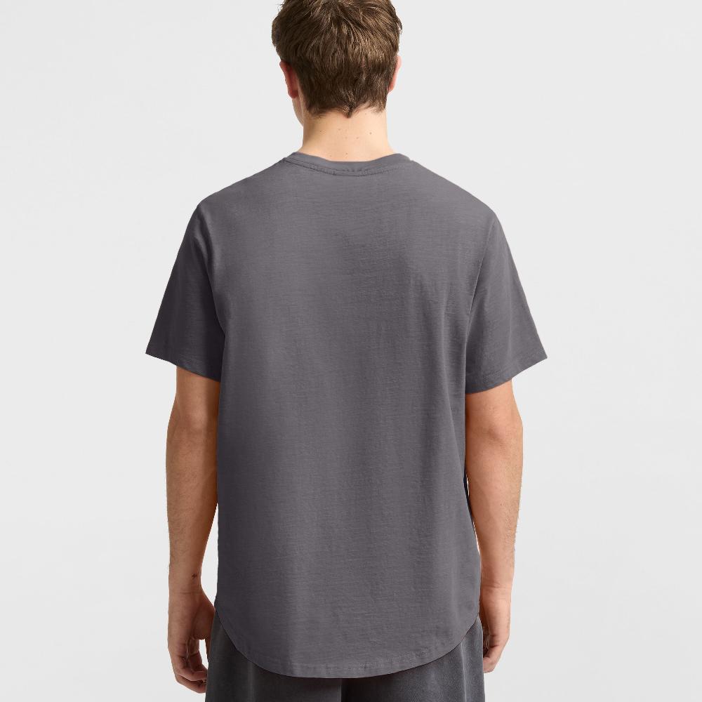 Duofold By Champion Curved Hem Slub T-Shirt Embroidered Script