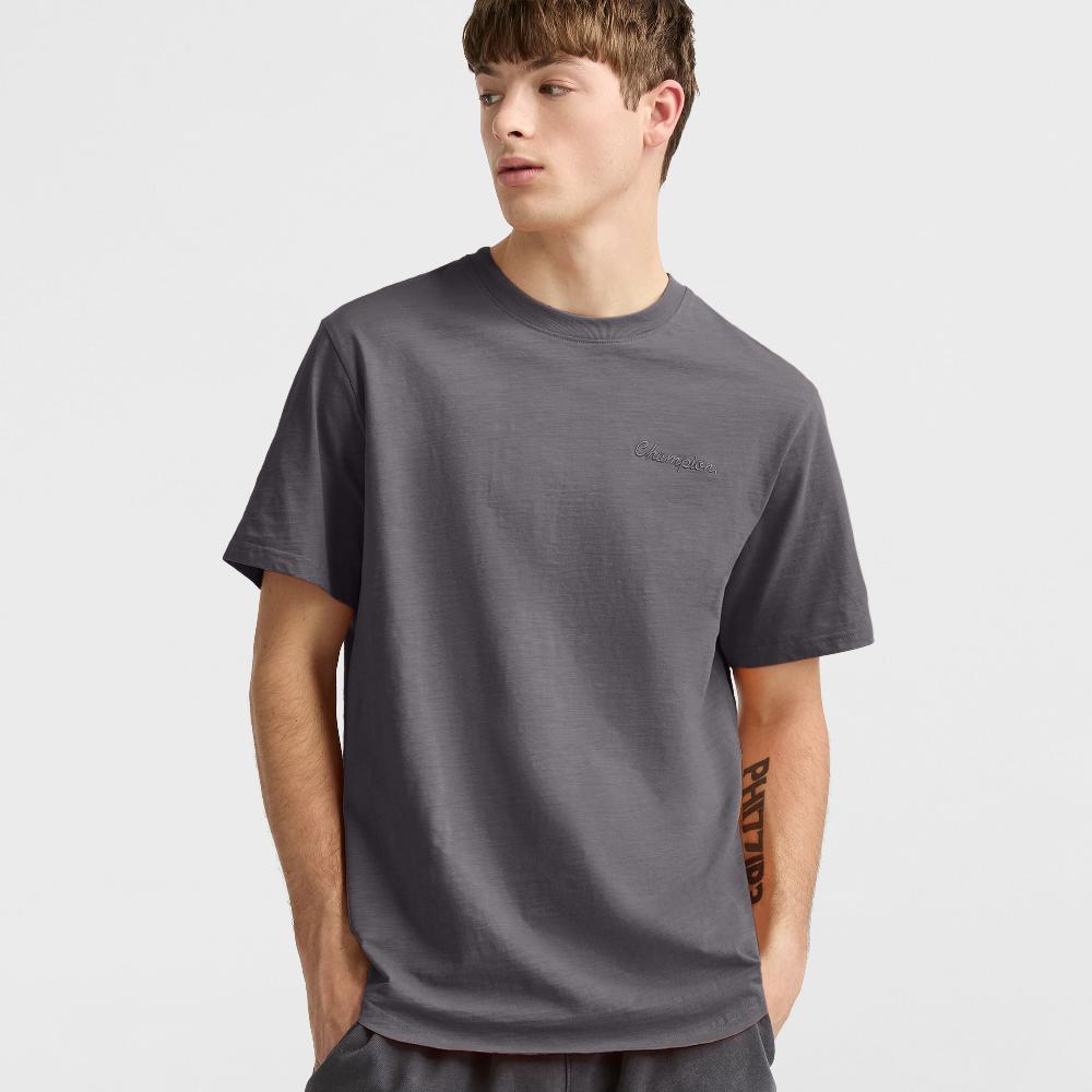 duofold by champion Curved Hem Slub T-Shirt Embroidered Script