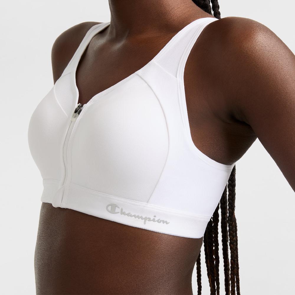 Duofold By Champion Motion Control Zip Sports Bra Wirefree Script Logo
