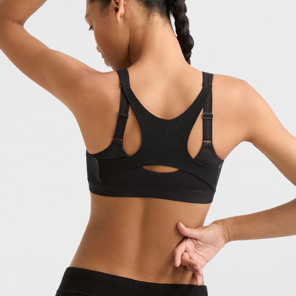 Duofold By Champion Motion Control Zip Sports Bra Wirefree Script Logo