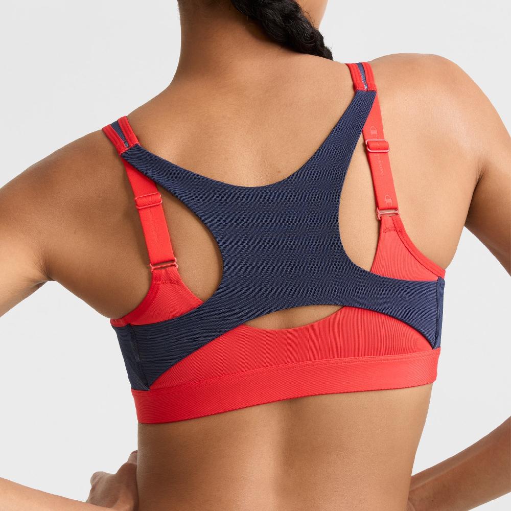 Duofold By Champion Motion Control Zip Sports Bra Wirefree Script Logo