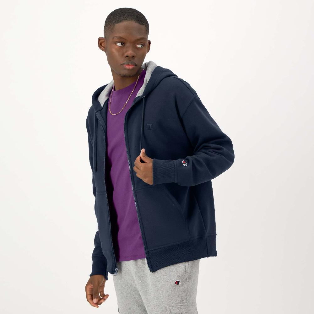 Duofold By Champion Powerblend Full-Zip Hoodie C Logo