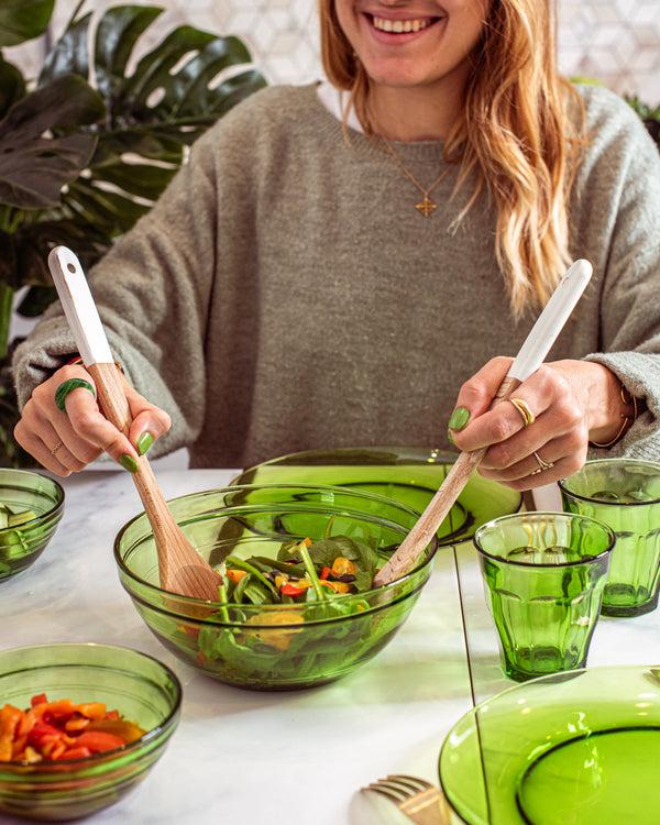 Duralex Lys Green Glass Table Bowl 9" Set Of 6