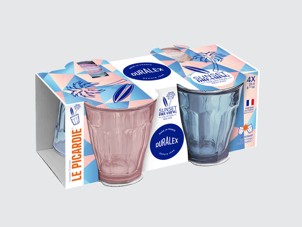 duralex Le Picardie® Mix & Match Color Pink Blush & Marine Glass Tumbler Set 8.38oz Set of 4
