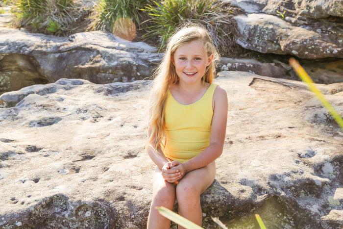 Duskii Amelie Canary Yellow Scoop One Piece