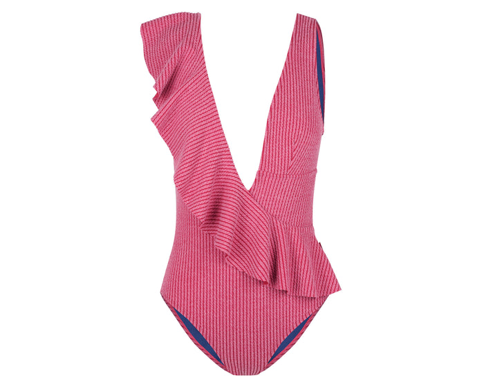 duskii Bella Frill One Piece Suit | Raspberry