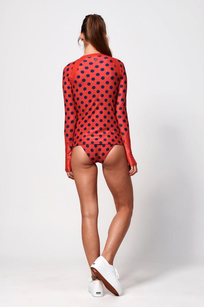 Duskii Cerise Banded Bottom | Cherry & Indigo Spot