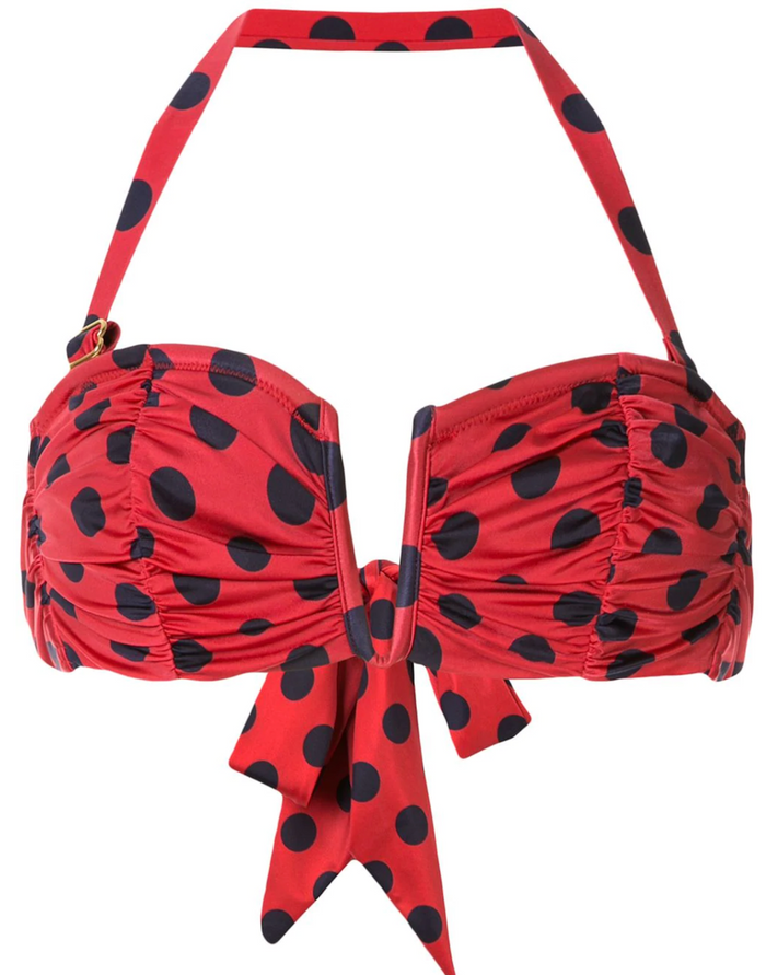 Duskii Cerise Deep V Bandeau | Cherry & Indigo Spot