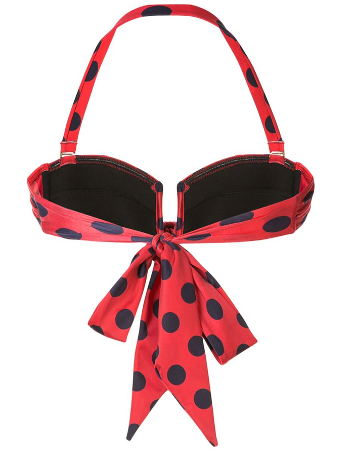 Duskii Cerise Deep V Bandeau | Cherry & Indigo Spot