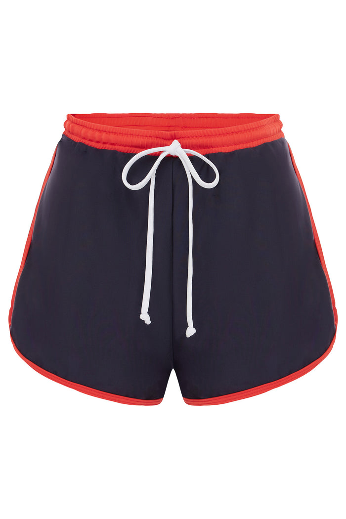duskii High Waist Surf Short | Navy & Red