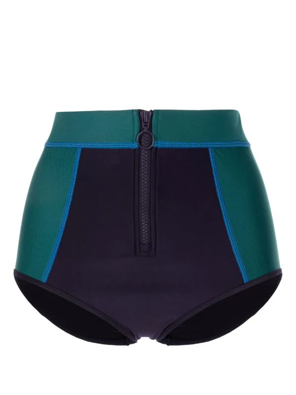 duskii High Waist Zip Bottom | Navy & Green