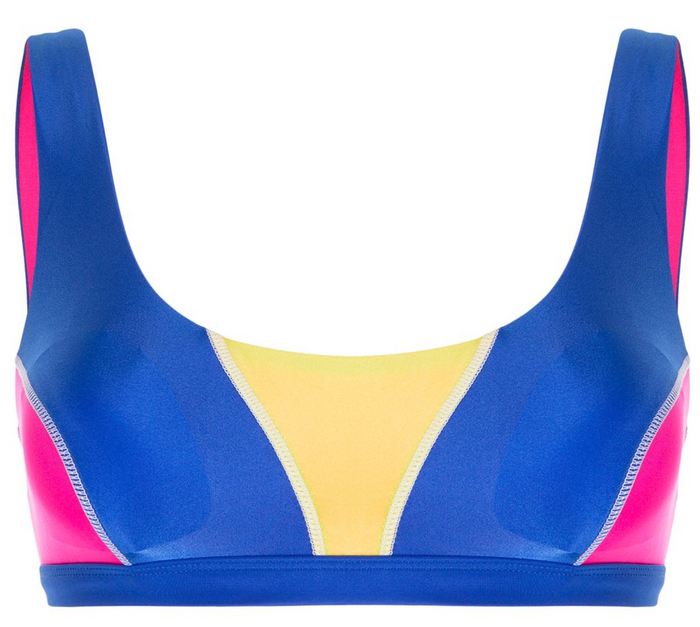 Duskii Kate Scoop Sport Top | Neon Blue Pink & Yellow