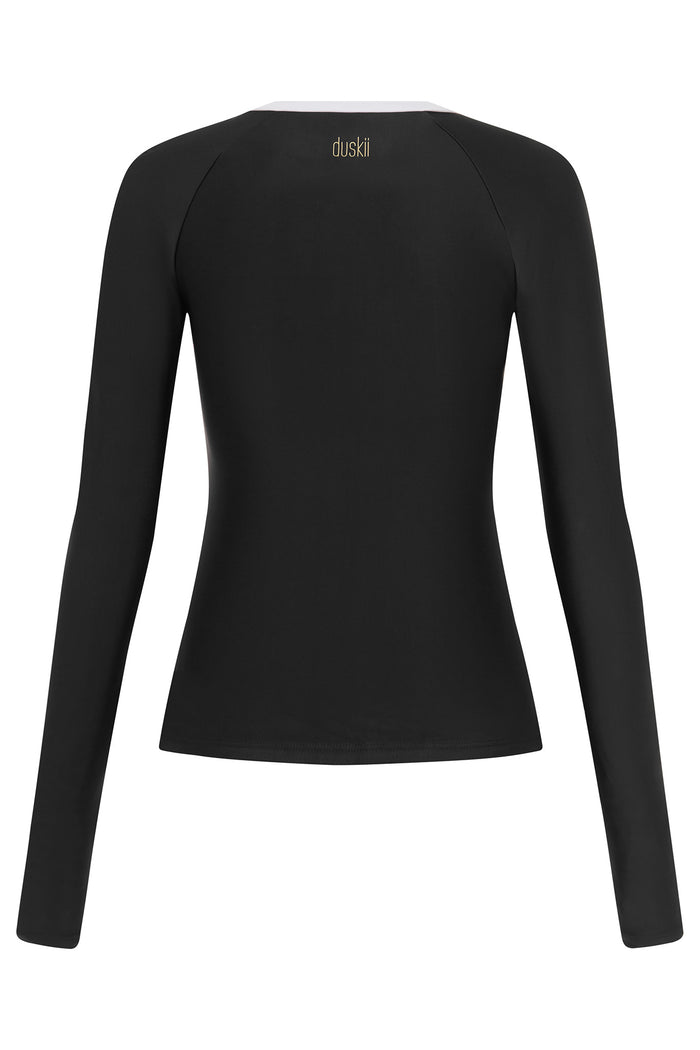 Duskii Long Sleeve Rash Top | Black & White