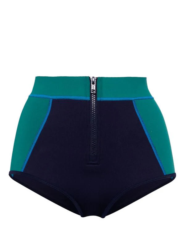 duskii Neoprene High Waist Bottom | Navy & Green
