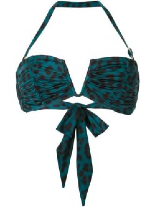 Duskii Océane Deep V Bandeau Top | Leopard Teal