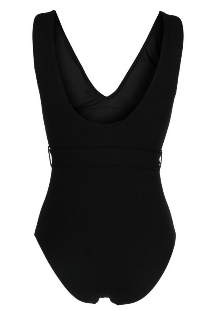Duskii Ribbed Vee One Piece | Black
